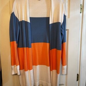 Falls Creek Blue and Cream Striped Cardigan